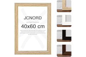 JCNORD Cornice Portafoto in Legno MDF Color Rovere 40x60 cm con vetro Acrilico Infrangibile | Cornice Portafoto Moderna per Pareti e Tavoli
