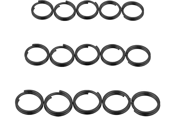 Ceriselle Svart nyckelring i rostfritt stål, små nyckelringar i rostfritt stål, set med 15 st 10/12/15 mm hoppringar för nycklar, smycken, hängen
