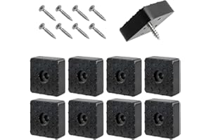 NUTKIT 8 Pezzi Piedini Gomma Antiscivolo, 30x30x10 mm Gommini Sedie Quadrati con Vite per Tavolo, Gomma Resistente e Antiscivolo, per Mobili, Tavoli, Scrivanie, Sedie e Divani- Nero