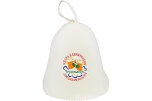 ‎GMMH GMMH Saunahut aus Wollfilz, Saunamütze für Damen und Herren mit russischen Sprüchen (1047), Filz Kopfschutz Saunakappe Filzkappe Mütze Filzhut Hut Kappe für Sauna, Banya, Russische Sauna