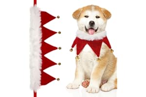 AMOSFUN Christmas Pet Collar Adjustable Dog Collar with Jingle Bell Decorations Christmas Costume Accessories for Small Dog Cat Puppy Kitten Size S