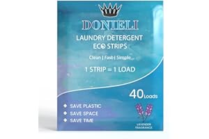 DONIELI Laundry Detergent Strips, 40 Loads - Lavender Fragrance, Bio Washing Formula, Super Concentrated, 100% Recyclable and Plastic Free - Zero Waste, 24cm x 19cm x 1cm