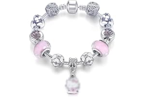 BSNRDX Hello Cat Bracelet 17 CM Cartoon Charm Bracelet Children's Charms Bracelet DIY Fashion Jewelry Cat Bracelets Cartoon Charm Bracelet for Kids Birthday Jewellery Gift