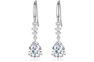 JOPLY Sterling Silver Dangle Earrings for Women, Hypoallergenic Cubic Zirconia Teardrop Dangle Drop CZ Earring Jewellery Gifts for Girls, Silver/Gold