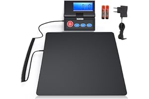 Nilpferd Paketwaage PostwaagePlattformwaage Bis 50kg|D=2g,Briefwaage mit klappbarem externes LCD Wand Display, Netzkabel oder Batterien (im Lieferumfang enthalten) (Schwarz1)