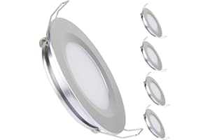 acegoo Lot de 4 Spot LED Encastrable 12V Extra Plat Dimmable Camping-car Bateau Encastré Argent 3W 3200K Blanc chaud pour Meuble Van Salle de Bain