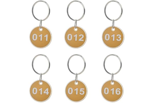 Porte-clés numéroté en aluminium et plastique, 30 mm (jaune, 1-100)