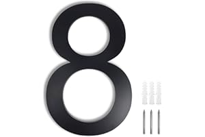 Meision Hausnummer Anthrazit Edelstahl Hausnummer RAL 7016 Feinstruktur Pulverbeschichtet aus Massivem Schrift Arial Mit Schrauben Höhe 20cm - Ziffer 8
