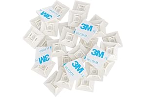 intervisio Juego Clips Adhesivos para Bridas de Cable 28 mm x 28mm, Soportes para las Brida de Plastico, Blanco, 100 Piezas