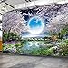 Produktbild WANGZZZ Wallpaper 3D Wandbild Mond Kirschbaum Natur Landschaft Wandbild Wohnzimmer Schlafzimmer Foto, 430Cm (B) X 300Cm (H)