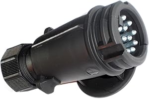 FEP Prise d'attelage mâle 13-broches 12V avec mécanisme de dégagement rapide, sans fermeture à baïonnette, pour caravanes, remorques et autres attelages