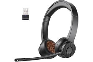 EKSA H16 Casque Bluetooth sans Fil, Casque PC avec Micro Antibruit et USB Dongle+55H d'Autonomie, Casque Audio avec Connexion Multipoint, Casque Ordinateurs pour Bureau/Centre D'appels/Télétravail