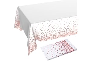 DUOCUTE 2 Pezzi Tovaglia per Feste Oro Rosa per Tavolo Rettangolare, Copritavolo di Compleanno con Coriandoli a Pois in Oro Rosa per Compleanno, Matrimoni, Baby Shower, Addio al nubilato, 137 cm x 274 cm