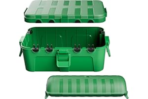 RESTMO Large Waterproof Cable Box for Outdoor Use (32 x 22 x 13 cm), Bundled with an Outdoor Cable Box Waterproof (29 x 11 x 7.5 cm) for Extension Cable, Schuko Plug, Power Tool, Green