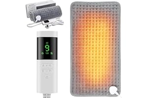 Oasisgalore Heating pad, Electric Heater Pad for Pain Relief -9 Heating Levels, 4 Gears Timer- Heated Pad for Back Neck Shoulder Belly Leg Arm, Fast Heating & Machine Washable-30 CM x 60CM Grey