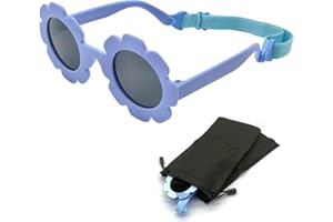 SwirlColor lunette soleil bebe 0 a 24 mois, belle fleur enfants lunettes de soleil avec sangle réglable flexible polarisé fille lunettes de soleil avec sac de lunettes de soleil et tissu