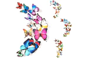 JTKREW 24 Piezas 3D Mariposa Decoración de Pared,tamaños Mariposa Muro Calcomanías Imán Retirable Mural Pegatinas Mariposa Decoraciones para Hogar Habitación Dormitorio Guardería Decoración