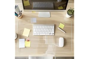 Nicoman Clear Desk Mat, Non-Slip PVC Desk Protector with Round Edge, Heat Resistant & Waterproof Desk Pad for Home and Office, Clear, 60x30cm (2x1ft)