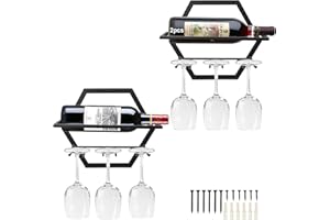 Giyiprpi Portabottiglie da Parete in Metallo, Espositore a Calice Scaffale di Stoccaggio, Scatola per Vino da Parete, Portabottiglie per Vino Rosso per la Casa Cucina Bar Decorazione (AA)