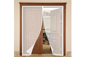 YZXCMHJ Mosquitera Puerta Magnetica 140x210cm,Cortina Mosquitera Magnetica Para Puerta,Cortina Protección contra Insectos para Puerta de Patio Puerta de Balcón,Blanco