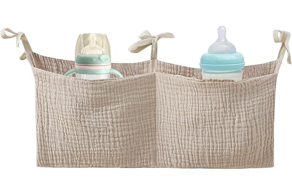 Baby Crib Pocket, barnkammare-blöjorganisatör, sängväska för baby, bomullskrossorganiserare, babysängsorganisatör, bärbar blöja organisatör, Crib Fickförvaring, Baby Feeding Bottle Organizer