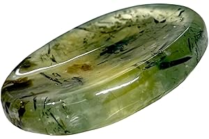 P&R:UK Opalite Crystal Worry Thumb Stone - Natural Healing, Calming, Meditation, Reiki, Stress Relief (Prehnite)
