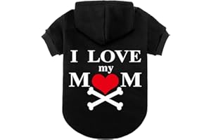 EXPAWLORER Dog Hoodie - Soft and Warm Dog Sweatshirt, Pet Clothes Fall Winter Sweater with "I LOVE MY MOM" Lettered for Puppy, Cat, Small Medium Large Dogs (Small)