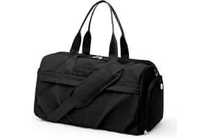 livbote Gym Bag for Women Men with Shoe Compartment, Sport Duffel Bag, Waterproof Travel Weekender Overnight Carry on Bag for Yoga with Trolley Sleeve, Black, A-Black, Shoe Compartment