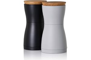 AdHoc MP125 Twin - Juego de molinillo de pimienta y sal (cerámica), color negro y gris