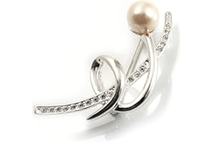 Avalaya Silver Tone Imitation Pearl Floral Brooch