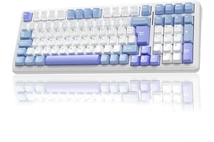 ‎AULA AULA F99 Kabellose Gaming Tastatur Mechanisch,QWERTZ-Layout,BT5.0/2.4G/USB-C,Gasket Struktur,Hot Swap,Software,RGB,PBT Tastenkappen,8000mAh,Creamy Sound,95% Prozent Mechanische Tastatur (Blau Violett)