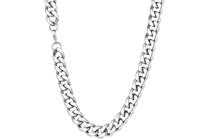 U7 Collana Uomo Cubana Chain, 3/6/9/12 mm Larghezza Catena Collana Uomo Acciaio, 35-76 cm Lunga Collana Catenina Uomo Donna, Collana Uomo Argento/Nera/Oro 18K Girocollo, Gioielli Donna Uomo alla Moda