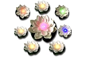 xinbai Floating Pool Lights,LED Lotus Flower Lights,Lamp Fun Pool Accessories for Pool at Night-Pond Outdoor Multicolor Pool Candles,Swimming Mother's Day Decorations-8Pcs