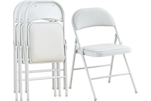 KAIHAOWIN Lot de 4 Chaise Pliantes Rembourrées, Chaises Pliantes avec Dossier et Sièges Rembourrés pour Les Réunions de Restauration événements de Mariage Blanc