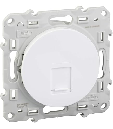 Schneider Electric Odace RJ45-Steckdose, Kat.6 UTP, Anthrazit – Für Telefon & Computer, Schraubbar
