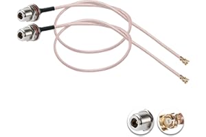 Vecys 2PCS U.F.L.1 do N Typu żeńskiego Niskostratny Kabel Koncentryczny 12"/30CM U.F.L.1 RG178 Kabel Koncentryczny Pigtail Dla Routerów Bezprzewodowych Mini PCIE Karty Sieciowe PCI Wi-Fi WAN