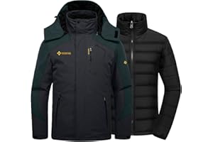 GEMYSE Męska wodoodporna kurtka narciarska 3 w 1, kurtka narciarska, ocieplana kurtka zimowa