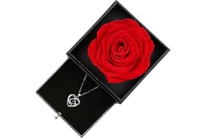 LOVCAS Mothers Day Rose Gifts,Birthday Gifts for Women,Preserved Real Rose Gift Box with I Love You Necklace,Mother's Day Gift from Son Daughter,Fresh Flower with Necklace for Wife,Mum,Anniversary