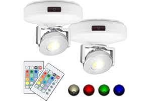 ‎HONWELL HONWELL Spot Lampe LED Wireless Deckenstrahler mit Fernbedienung 12 Farben Wechseln dartscheibe beleuchtung Dimmbares wandleuchte mit Drehbar Licht Kopf für Spiegelanstrich Dartscheibe,2 Stück