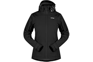 KUTOOK Chaqueta Softshell Impermeable para Mujer Invierno Transpirable ligera desmontable Running Senderismo Esquí Ciclismo HC402