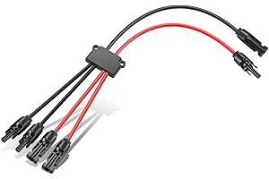 YUFFQOPC Solar Cable Y-Splitter (2 to 4), Photovoltaic Connectors Adapter Panel Cables Splitter 56 A DC 1500V, 6mm Solar PV Parallel Adapter Y Cable Connector