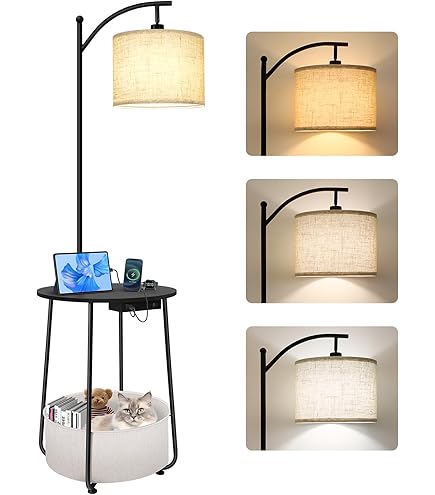 EDISHINE Vloerlamp, planken, 3 kleurtemperaturen, hoekboekenkast met verstelbare ledlampen en pedaalschakelaar, staande lamp voor woonkamer, industriële stijl