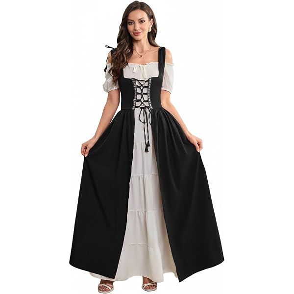 Victorian Gothic Dress For Women – Sleeveless Renaissance Costume With Lace, Perfect For Halloween & Steampunk Parties