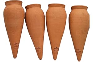 Ollas Lutton Cones en Argile d'arrosage, 4 Oyas à Planter en Terre Cuite, compatibles avec des Bouteilles d’1L