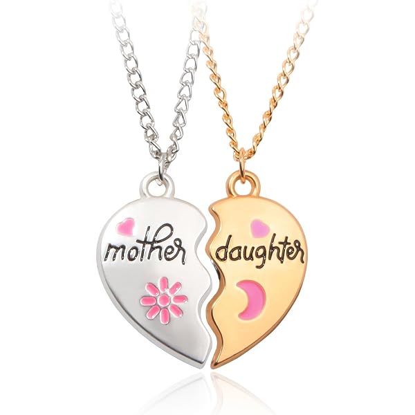Collana Madre Figlia Cuore Aperto In Acciaio Inossidabile, 2 Pezzi, Catena 45 Cm, Regalo Per La Mamma, La Figlia, Compleanno, Festa Della Mamma - 2