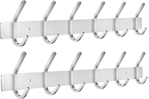 JOLY FANG Perchero de Pared, Ganchos de Percheros de Pared Acero Inoxidable, Perchas de Pared Ideal para Dormitorio Baño (6-Gancio 2pcs, Plata)