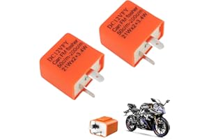 ASPUIC 2 Pcs 12V 2 Pin Flasher Relay,LED Turn Signal Flasher Relay,Universal Car Motorbike Scooter Rela/y,Motorcycle Adjustable Indicator Rela/y,No Hyper Flash,Waterproof Design,Tool-Free Installation