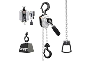 VEVOR Manual Lever Chain Hoist, 1/4T 250KG Capacity Heavy Duty Come Along, 1.5M Lift G80 Alloy Steel Chain With Dual Pawl Mechanical Brake, 360° Rotating Hooks, for Warehouse Construction Garage