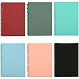 Spiral Notebooks, 6 Pack A5 College Ruled Paper, 8.3x5.7inch Thick Plastic Hardcover Soft Cover Notebooks with Twin-Wire Binding, Portable 80 Sheets Lined Paper for Office Study and Notes, 6 Color