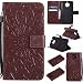 Produktbild Moto G6 Plus Hülle, Dfly Premium Slim PU Leder Mandala Blume Prägung Muster Flip Hülle Bookstyle Stand Slot Schutzhülle Tasche Wallet Case für Motorola Moto G6 Plus, Braun